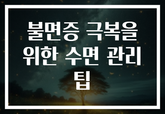 불면증 극복을 위한 수면 관리 팁