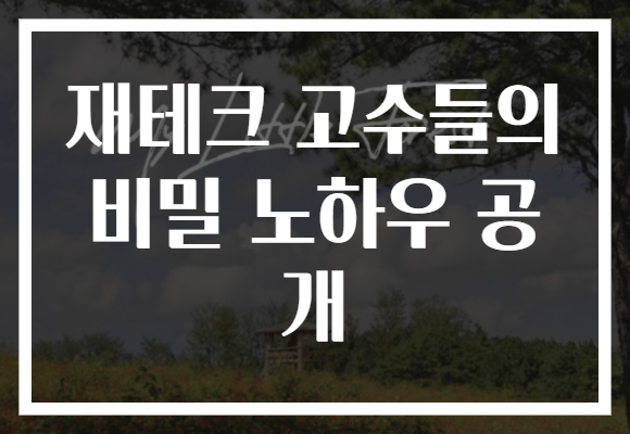 재테크 고수들의 비밀 노하우 공개