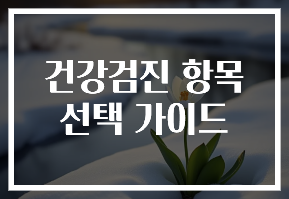 건강검진 항목 선택 가이드