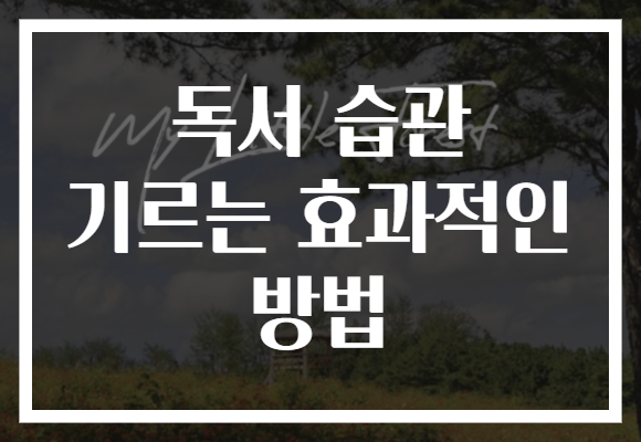 독서 습관 기르는 효과적인 방법