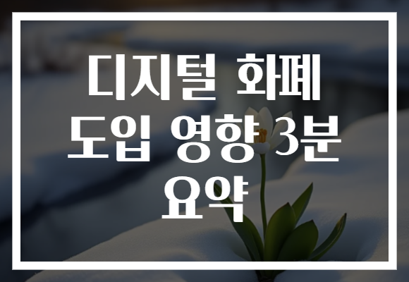 디지털 화폐 도입 영향 3분 요약
