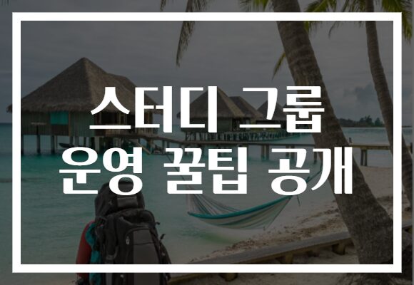 스터디 그룹 운영 꿀팁 공개