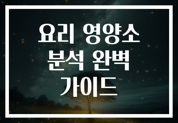 요리 영양소 분석 완벽 가이드