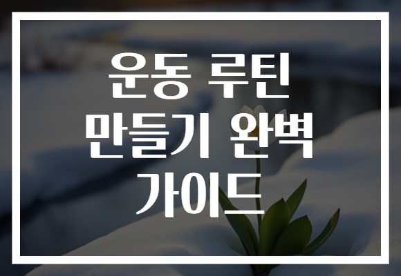 운동 루틴 만들기 완벽 가이드