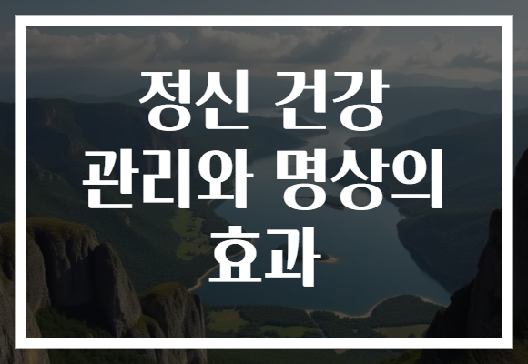 정신 건강 관리와 명상의 효과