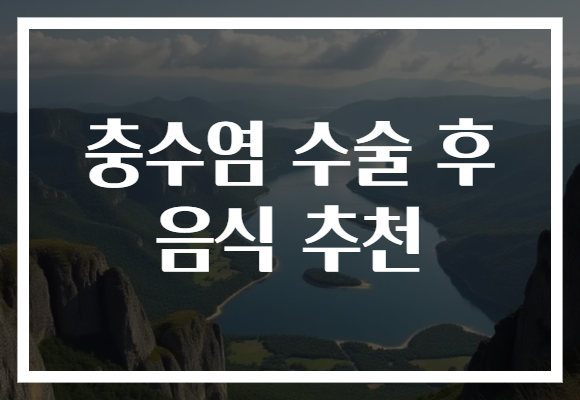 충수염 수술 후 음식 추천