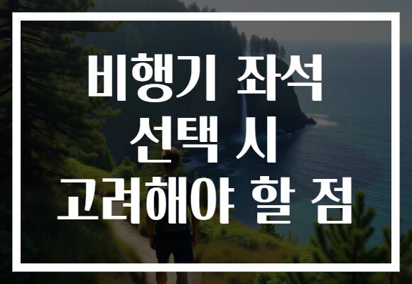비행기 좌석 선택 시 고려해야 할 점