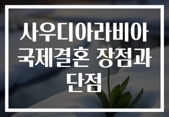 사우디아라비아 국제결혼 장점과 단점