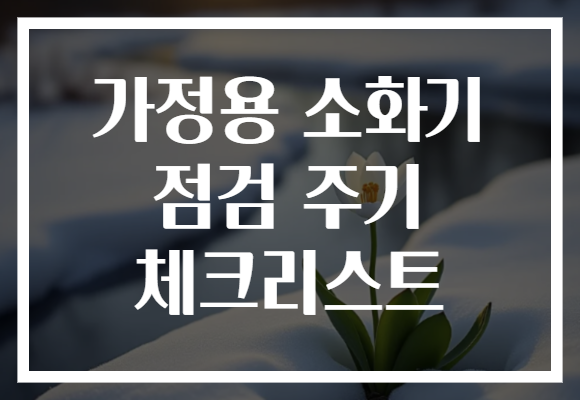 가정용 소화기 점검 주기 체크리스트