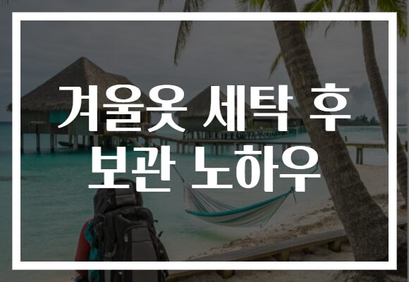 겨울옷 세탁 후 보관 노하우