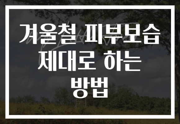 겨울철 피부보습 제대로 하는 방법