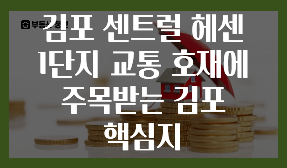 김포 센트럴 헤센 1단지 교통 호재에 주목받는 김포 핵심지