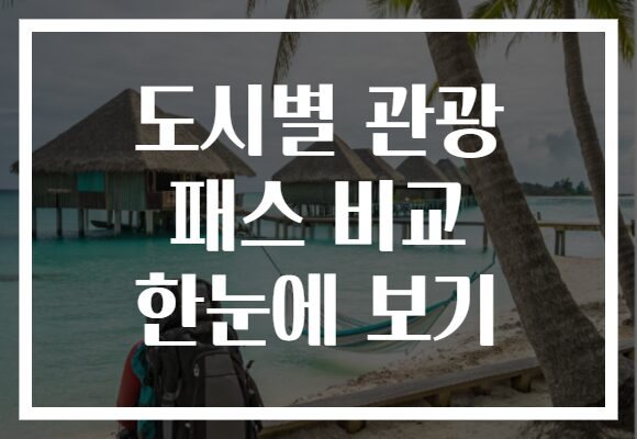도시별 관광 패스 비교 한눈에 보기