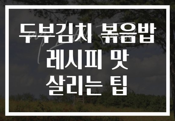두부김치 볶음밥 레시피 맛 살리는 팁