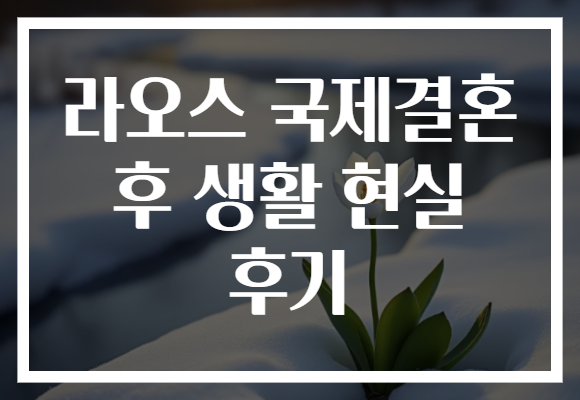 라오스 국제결혼 후 생활 현실 후기