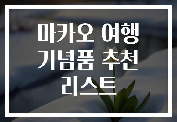 마카오 여행 기념품 추천 리스트