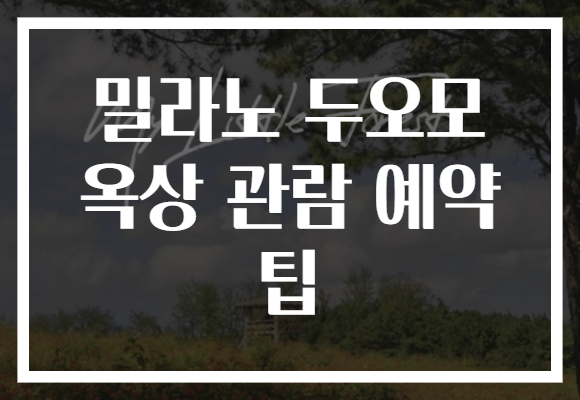 밀라노 두오모 옥상 관람 예약 팁