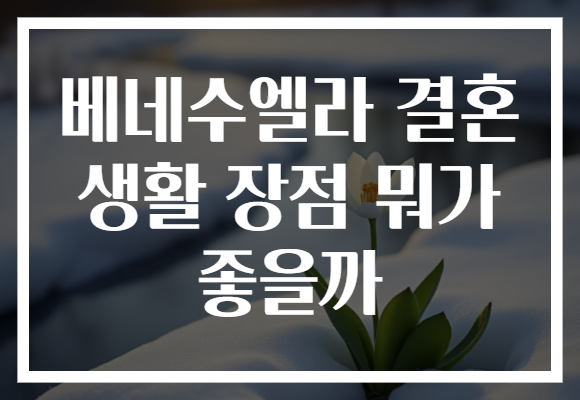베네수엘라 결혼 생활 장점 뭐가 좋을까