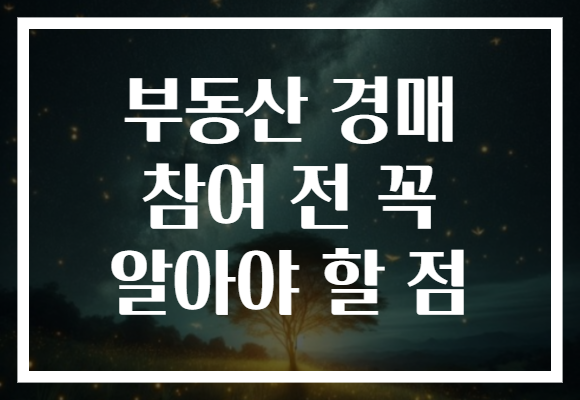 부동산 경매 참여 전 꼭 알아야 할 점
