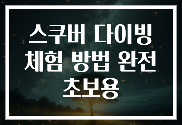 스쿠버 다이빙 체험 방법 완전 초보용