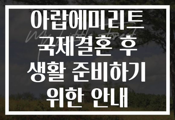 아랍에미리트 국제결혼 후 생활 준비하기 위한 안내