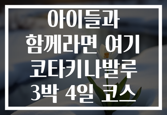 아이들과 함께라면 여기 코타키나발루 3박 4일 코스