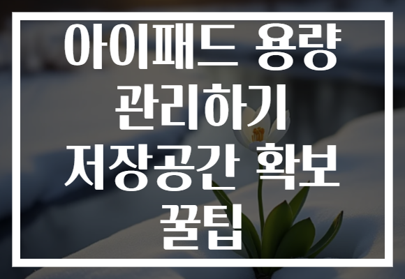 아이패드 용량 관리하기 저장공간 확보 꿀팁