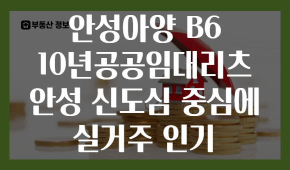 안성아양 B6 10년공공임대리츠 안성 신도심 중심에 실거주 인기