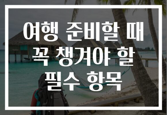 여행 준비할 때 꼭 챙겨야 할 필수 항목