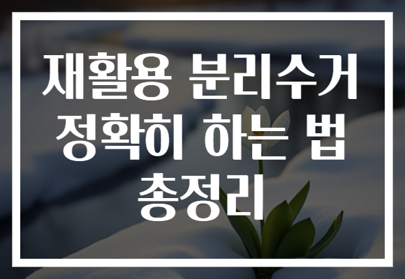 재활용 분리수거 정확히 하는 법 총정리