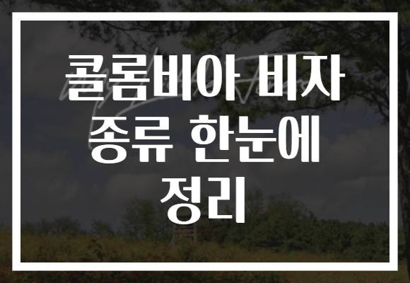 콜롬비아 비자 종류 한눈에 정리