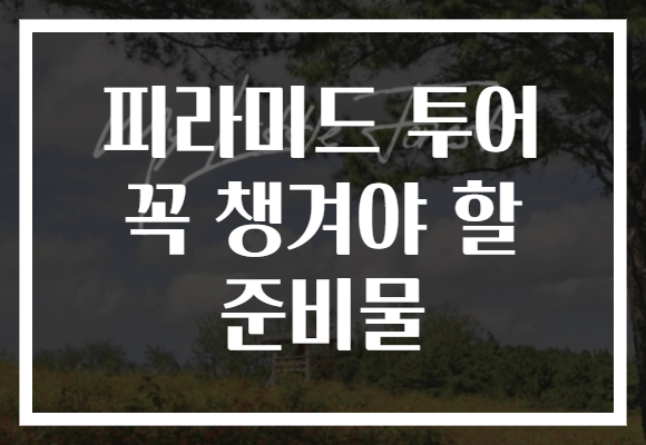 피라미드 투어 꼭 챙겨야 할 준비물