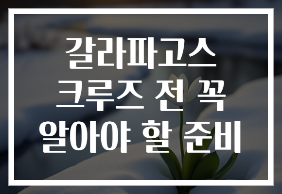 갈라파고스 크루즈 전 꼭 알아야 할 준비