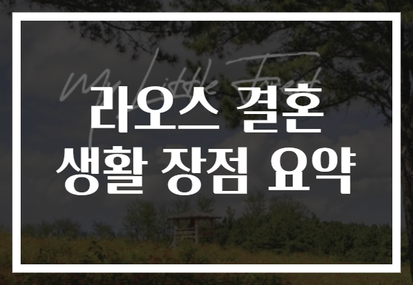 라오스 결혼 생활 장점 요약