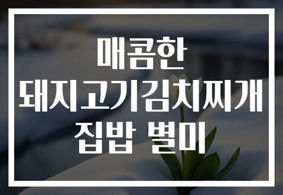 매콤한 돼지고기김치찌개 집밥 별미