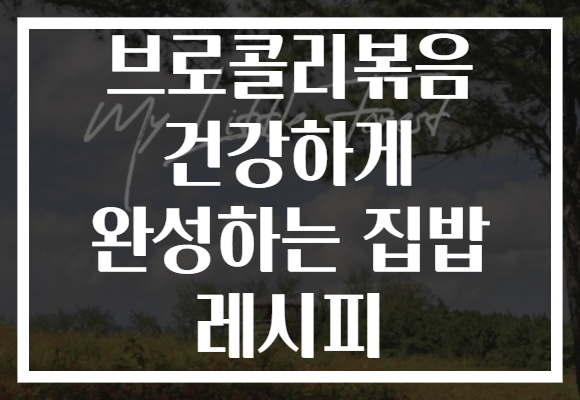 브로콜리볶음 건강하게 완성하는 집밥 레시피