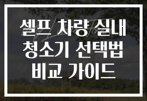 셀프 차량 실내 청소기 선택법 비교 가이드