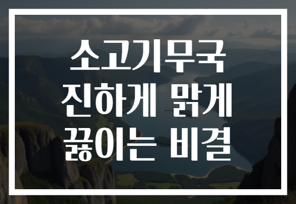 소고기무국 진하게 맑게 끓이는 비결