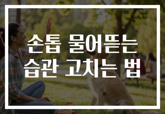 손톱 물어뜯는 습관 고치는 법
