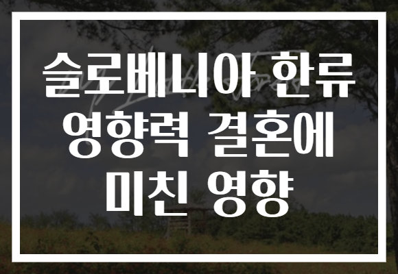 슬로베니아 한류 영향력 결혼에 미친 영향