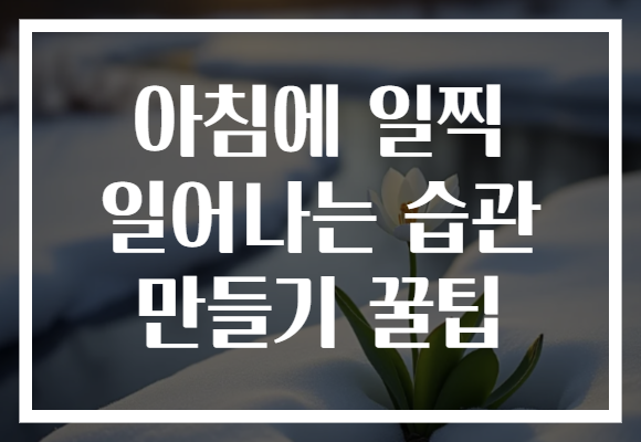 아침에 일찍 일어나는 습관 만들기 꿀팁