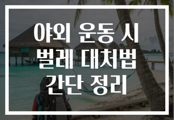 야외 운동 시 벌레 대처법 간단 정리