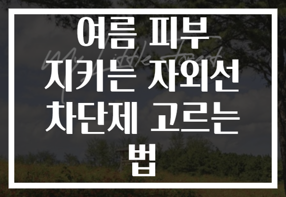 여름 피부 지키는 자외선 차단제 고르는 법