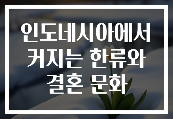 인도네시아에서 커지는 한류와 결혼 문화