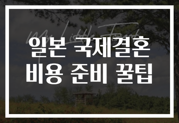 일본 국제결혼 비용 준비 꿀팁