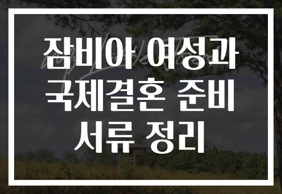 잠비아 여성과 국제결혼 준비 서류 정리