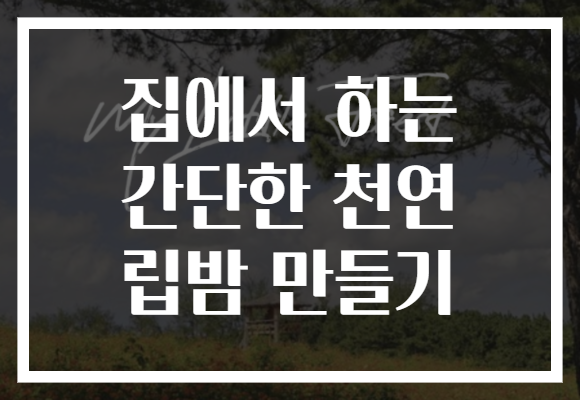 집에서 하는 간단한 천연 립밤 만들기