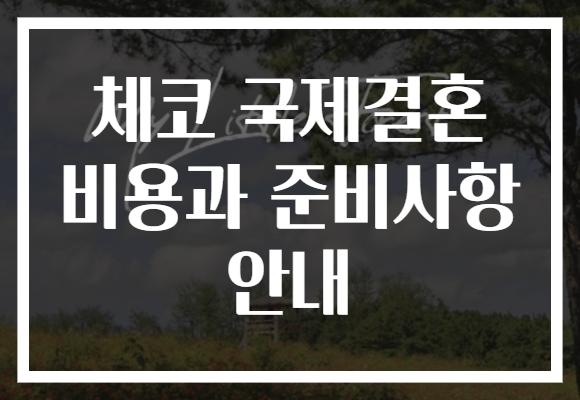 체코 국제결혼 비용과 준비사항 안내
