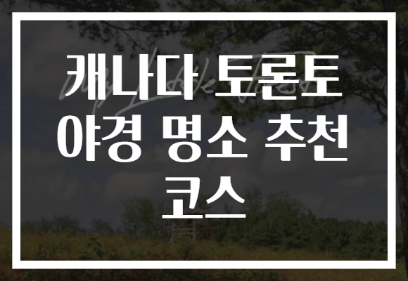 캐나다 토론토 야경 명소 추천 코스