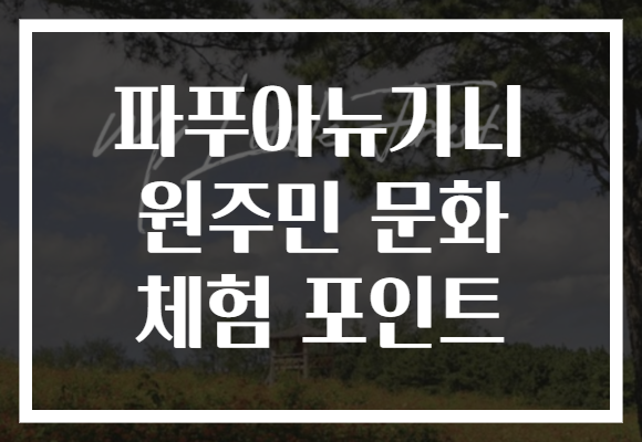 파푸아뉴기니 원주민 문화 체험 포인트